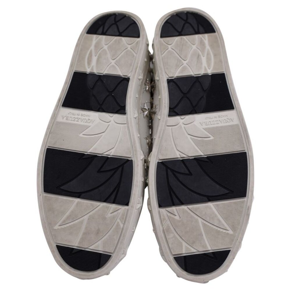 Aquazzura Cosmic Star-Stud Low-Top Trainers in White Leather - Picture 5 of 9